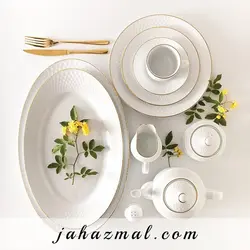 سرویس چینی زرین طرح زرین 102 پارچه (سفید لب طلا)