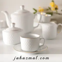 سرویس چینی زرین طرح زرین 102 پارچه (سفید لب طلا)