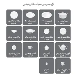 سرویس چینی زرین طرح زرین 102 پارچه (سفید لب طلا)
