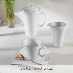 سرویس چینی زرین طرح زرین 97 پارچه (سفید لب طلا)