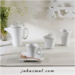 سرویس چینی زرین طرح زرین 97 پارچه (سفید لب طلا)