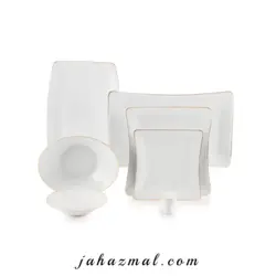 سرویس چینی زرین طرح زرین 97 پارچه (سفید لب طلا)