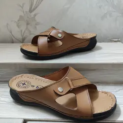 دمپایی زنانه طرح چسبی راحت و سبک کد 10 رنگ قهوه ای