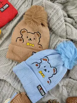 کلاه و شالگردن دخترانه گلدوزی خرس