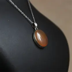 گردنبند عقیق یمنی زنانه ساده کد{10359} - انگشتر آنلاین - فروشگاه اینترنتی نگین و انگشتر