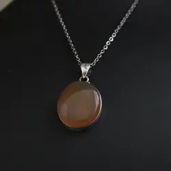 گردنبند عقیق یمنی زنانه ساده کد{10359} - انگشتر آنلاین - فروشگاه اینترنتی نگین و انگشتر