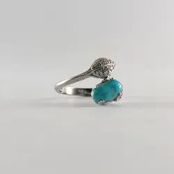 انگشتر فیروزه نیشابور زنانه آّبی کد{10421} - انگشترآنلاین