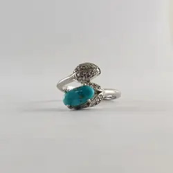 انگشتر فیروزه نیشابور زنانه آّبی کد{10421} - انگشترآنلاین