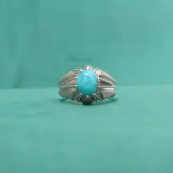 انگشتر فیروزه نیشابوری مردانه دست ساز کد{10473} - انگشترآنلاین
