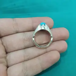 انگشتر فیروزه نیشابوری مردانه دست ساز کد{10473} - انگشترآنلاین
