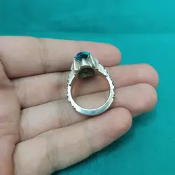 انگشتر فیروزه نیشابوری دست ساز شطرنجی کد{10469} - انگشترآنلاین