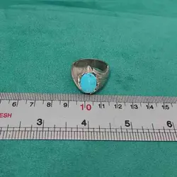 انگشتر فیروزه نیشابوری عجمی مردانه دست ساز کد{10476} - انگشترآنلاین