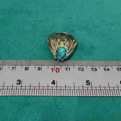 انگشتر فیروزه نیشابوری مردانه شجر دست ساز کد{10482} - انگشترآنلاین