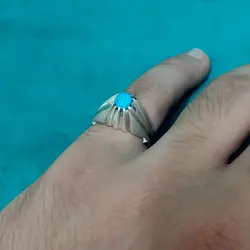 انگشتر فیروزه نیشابوری عجمی اصل دست ساز کد{10480} - انگشترآنلاین