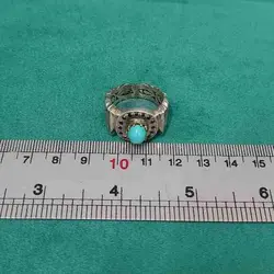 انگشتر فیروزه نیشابوری دست ساز مردانه مخراجکاری یاقوت کبود کد{10483} - انگشترآنلاین