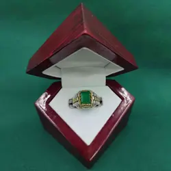 انگشتر عقیق سبز مردانه چنگ برنجی کد{10499} - انگشترآنلاین