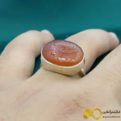 انگشتر عقیق یمنی مردانه با حکاکی هنری سحان الله کد{10599} - انگشترآنلاین