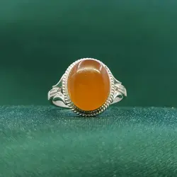 انگشتر عقیق یمنی زنانه ساده + حرز امام جواد (ع) زیر نگین انگشتر کد{10648} - انگشترآنلاین