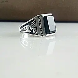 انگشتر عقیق مشکی پسرانه کد{74} - انگشتر آنلاین - فروشگاه اینترنتی نگین و انگشتر