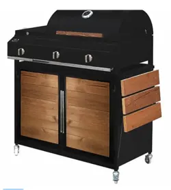 باربیکیو پلو پز دار با کابینت روکش چوب - شومینه لوکس ایران