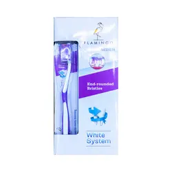 خرید عمده مسواک فلامینگو مدل White System برس متوسط بسته 12 عددی - استوریکس