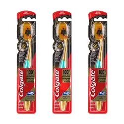 خرید عمده مسواک کلگیت مدل 360 Charcoal Gold بسته 12 عددی مجموعه 6 عددی (کارتنی) - استوریکس