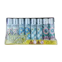 خرید عمده فندک سنگی کلیپر مدل Reusable 02 بسته 48 عددی با بهترین قیمت
