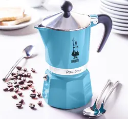قهوه ساز بیالتی مدل رین بو Rainbow آبی روشن
