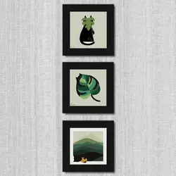 تابلو 3 تایی راویتا برگ و گربه کد T 189 - راویتا | Ravita