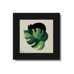 تابلو 3 تایی راویتا برگ و گربه کد T 190 - راویتا | Ravita