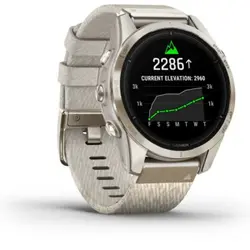 Garmin epix™ Pro (Gen 2) 42mm – Sapphire Edition (Soft Gold with Cream Heathered Nylon Band)