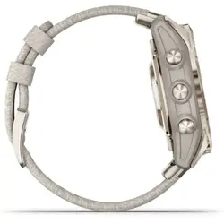 Garmin epix™ Pro (Gen 2) 42mm – Sapphire Edition (Soft Gold with Cream Heathered Nylon Band)