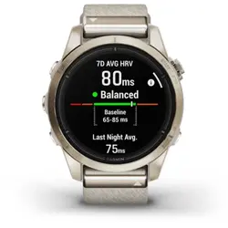 Garmin epix™ Pro (Gen 2) 42mm – Sapphire Edition (Soft Gold with Cream Heathered Nylon Band)