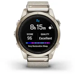 Garmin epix™ Pro (Gen 2) 42mm – Sapphire Edition (Soft Gold with Cream Heathered Nylon Band)
