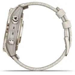 Garmin epix™ Pro (Gen 2) 42mm – Sapphire Edition (Soft Gold with Cream Heathered Nylon Band)