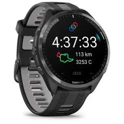 Garmin Forerunner® 965 (Carbon Grey DLC Titanium Bezel with Black Case and Black/Powder Grey Silicone Band)