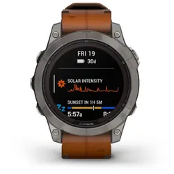 Garmin fēnix® 7 Pro – Sapphire Solar Edition (Titanium with Chestnut Leather Band)