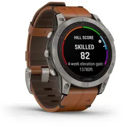 Garmin fēnix® 7 Pro – Sapphire Solar Edition (Titanium with Chestnut Leather Band)