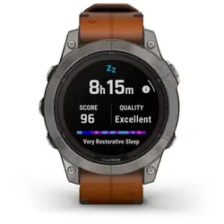 Garmin fēnix® 7 Pro – Sapphire Solar Edition (Titanium with Chestnut Leather Band)