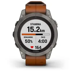 Garmin fēnix® 7 Pro – Sapphire Solar Edition (Titanium with Chestnut Leather Band)
