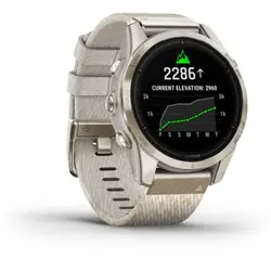 Garmin epix™ Pro (Gen 2) 42mm – Sapphire Edition (Soft Gold with Cream Heathered Nylon Band)