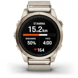 Garmin epix™ Pro (Gen 2) 42mm – Sapphire Edition (Soft Gold with Cream Heathered Nylon Band)
