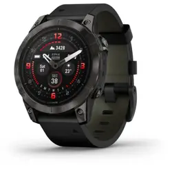 Garmin epix™ Pro (Gen 2) 47mm – Sapphire Edition (Carbon Grey DLC Titanium with Black Leather Band)
