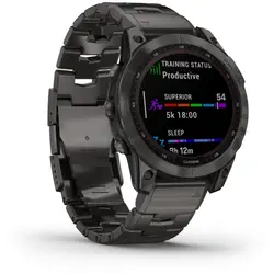 Garmin fēnix® 7X – Sapphire Solar Edition (Carbon Grey DLC Titanium with Carbon Grey DLC Vented Titanium Band)