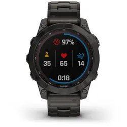 Garmin fēnix® 7X – Sapphire Solar Edition (Carbon Grey DLC Titanium with Carbon Grey DLC Vented Titanium Band)