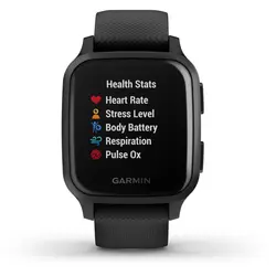 Garmin Venu® Sq – Music Edition (Slate Aluminum Bezel with Black Case and Silicone Band)