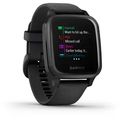 Garmin Venu® Sq – Music Edition (Slate Aluminum Bezel with Black Case and Silicone Band)