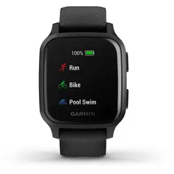 Garmin Venu® Sq – Music Edition (Slate Aluminum Bezel with Black Case and Silicone Band)