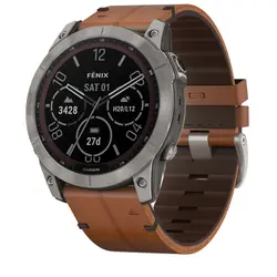 Garmin fēnix® 7X – Sapphire Solar Edition (Titanium with Chestnut Leather Band)