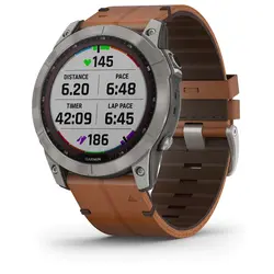 Garmin fēnix® 7X – Sapphire Solar Edition (Titanium with Chestnut Leather Band)